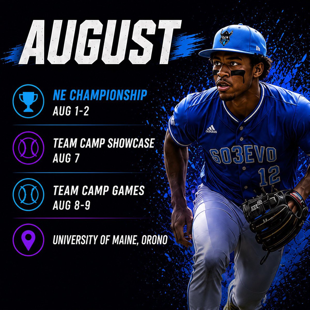 603evo_teams's tweet photo. JUNE — Double headers + NE Classic (Lynn, MA)
JULY — Boston Classic 1 & 2, Boston Invite, NE Championship
AUGUST — Team Camp + NE Championship @ UMaine Orono
PRACTICES — Tuesdays @ Governor’s Academy | Thursdays @ Facility
#603EVO #TravelBaseball #NHBaseball https://t.co/3BTszqBniG