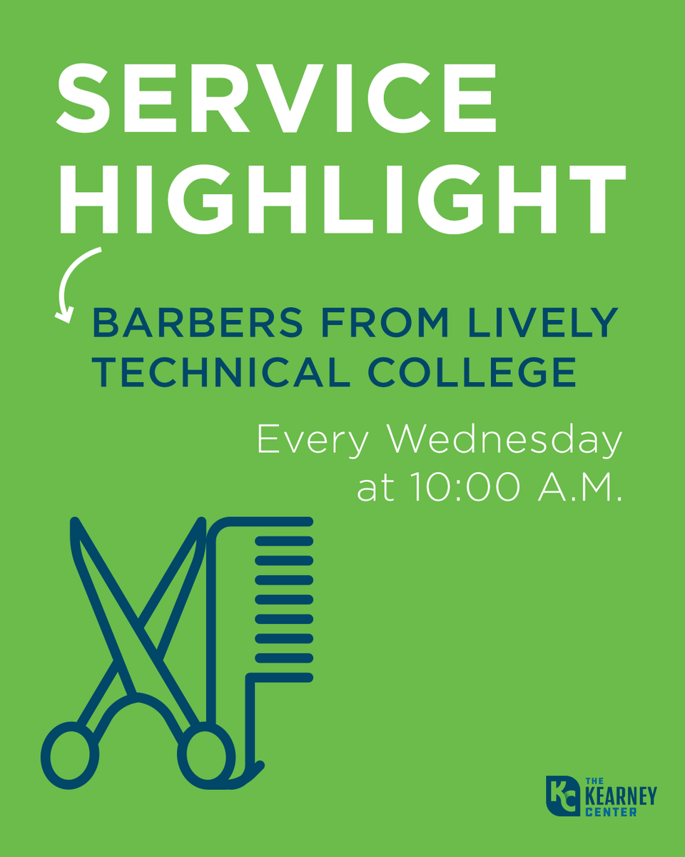 KearneyCenter's tweet photo. Service Highlight 

Every Wednesday, barbers from @LivelyTechTally  visit The Kearney Center to provide haircuts for our clients.

This is just one of the many supportive services we provide to help our clients work towards a brighter future. https://t.co/xGQHs72hHE