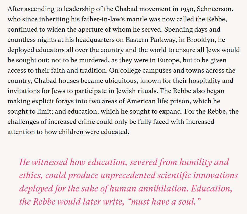 Very_0wn's tweet photo. A Global Hasidic Leader Born in the Russian Empire Helped Build the Department of Education
https://t.co/t95hN5kRjF
"The Rebbe sought to make the cultivation of character central to American life. The educational system must not train students for the acquisition of knowledge." https://t.co/evYvFAsYhp