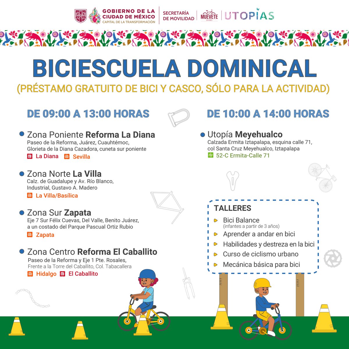 MIBiciCDMX's tweet photo. Si quieres aprender o desarrollar tus habilidades ciclistas, asiste a la #Biciescuela sabatina o dominical es para todas y todos. 💫🙃

Te compartimos más información. 👇
https://t.co/SwOeJrdI47 https://t.co/9zORwK7EDr