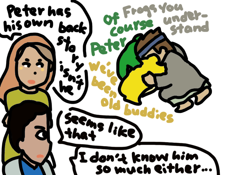 bibujen's tweet photo. Luke and Naomi were watching at Peter and the frogs as old friends to one another through many experiences. https://t.co/QOGGnOtnlm