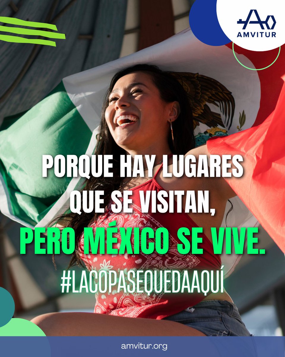 AMVITUR's tweet photo. 🇲🇽🤝🌎
Porque lo que hace especial a México no solo son sus destinos, sino las personas, las historias y la hospitalidad que se comparte en cada experiencia.
A días de recibir al mundo, estamos listos para mostrar lo mejor de nuestro país.
#LaCopaSeQuedaAquí #HospitalidadQueSabeJugar #TurismoConFuturo #MéxicoConVisión #SeanCazares