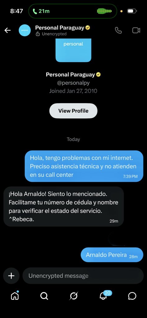 apereirapy's tweet photo. Minutos antes del partido a @personalpy se le ocurre dejarnos sin internet

Hace 1 hora intentando que alguien atienda en su contact center. LAMENTABLE. Mañana mismo mando todo al diablo y voy a @TigoParaguay 

(y no me digan que les escriba al privado porque tampoco atienden) https://t.co/3KhlsUuwoe