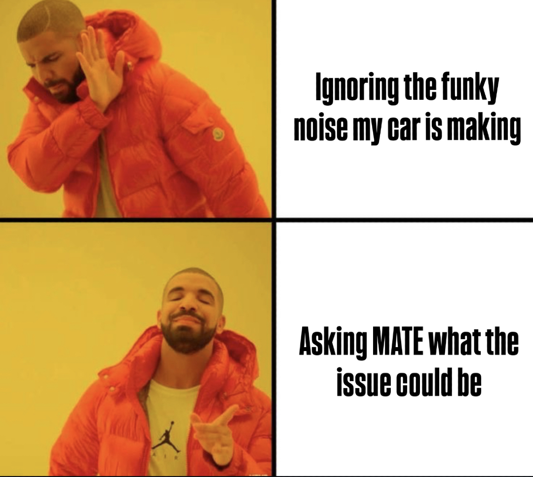 askmate_auto's tweet photo. Because “she’ll be right” isn’t always the best diagnosis.

Ask MATE instead.

#MATE #AussieDrivers #carconfidence #yourcaryourmate #drivesmart #carcare #funny https://t.co/Jf1NItU5Ws