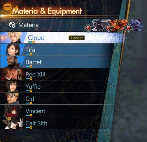 _ymr18's tweet photo. i love the way  they kept an empty character slot to show us the emptiness after Aerith' death like in original game tho https://t.co/rcMXrClpEn