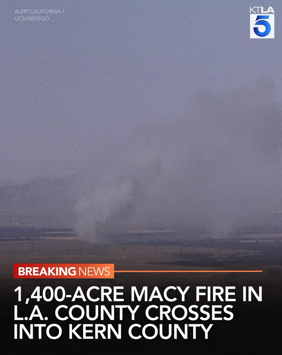 KTLA's tweet photo. #BREAKING: A brush fire burning in Los Angeles County Friday has crossed over into Kern County, prompting evacuation warnings, according to officials. https://t.co/NXANAY8y59 https://t.co/Ip6MiF6z7v