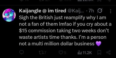 amethystphile's tweet photo. @teddysphynx The fucking audacity to advertise for 24 hrs and then insult your customer who expects what you advertised.

Also apparently this person scammed someone of 2k dollars so this feels very on brand for them. https://t.co/KoaC0HrEZj