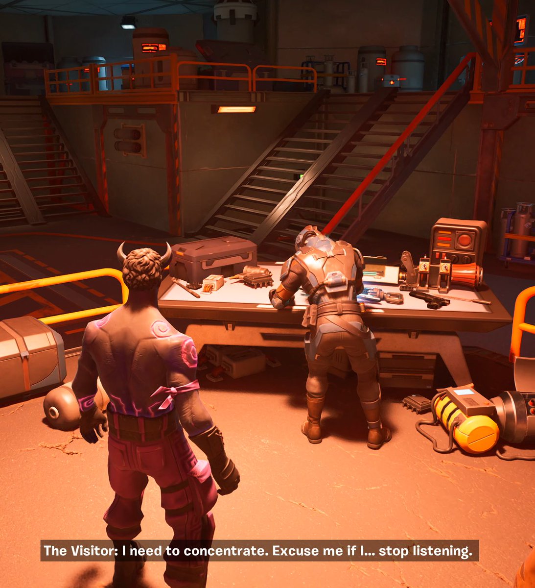 theragingreaper's tweet photo. Visitor was HINTED TO US to be Geno DURING THE EVENT‼️

During the Pre-Event, Geno responds to Jones "Excuse me if I...stop listening". Seconds after, Team Ice King got a final transmission from Voyager...a message from his MASTER. This was PERFECT timing for Visitor to explain his silence while he switched his comms over to the Ice King. ❄️
Later in the event, the weapon Geno SPECIFICALLY designed himself malfunctioned on the Foundation, stopping him from damaging the Dark Harvester.

This reveal was SO flawlessly done, and I cant wait to see how we view his character going forward -- knowing his secret identity 👀
#Fortnite
