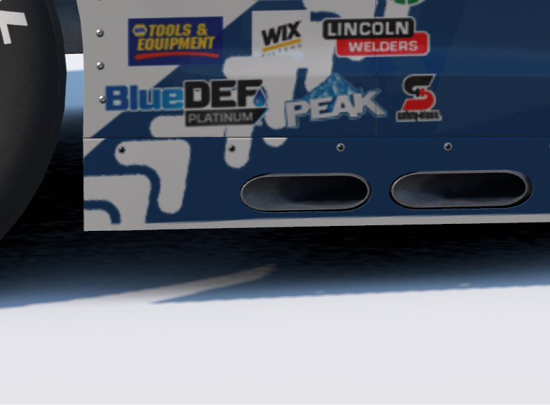 VideoManChris's tweet photo. @BIGEVILdesigns 

I'm working on Hailie Deegan's ARCA West Car for this weekend and I wanted to share a tiny detail with you. A screenshot that Bill McAnally Racing posted. I noticed an error in the wrap

I tried my best to recreate that "error" in iRacing

(By the BlueDEF decal) https://t.co/3bNh20twTA