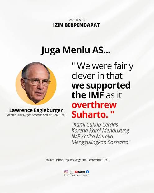 Ndrewstjan's tweet photo. Baru tau kmrin malam kalau penurunan Pak Harto di tahun 98 itu memang by design oleh imf dan amerika hanya dalam waktu 2 tahun. 

Dengan kata lain memang negara ini berusaha diatur oleh “mereka”.

Kira2 ada tdk ya orang indonesia yg jadi kepanjangan tangan mereka disini ? https://t.co/TejjOmnZ9E