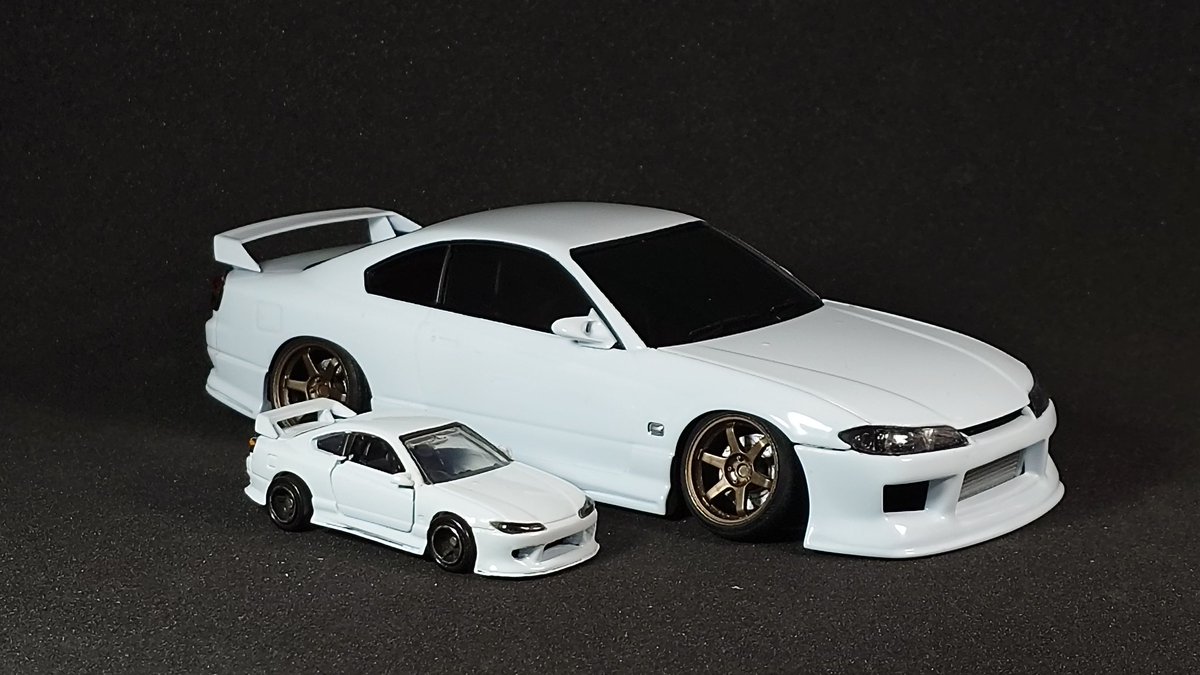 TE37OG's tweet photo. 完成！

アオシマ製 S15シルビア
GPスポーツ フルエアロ 加工
リアウイング純正加工
ガナドールミラー、インタークーラー流用 https://t.co/dQHSYFA89Q
