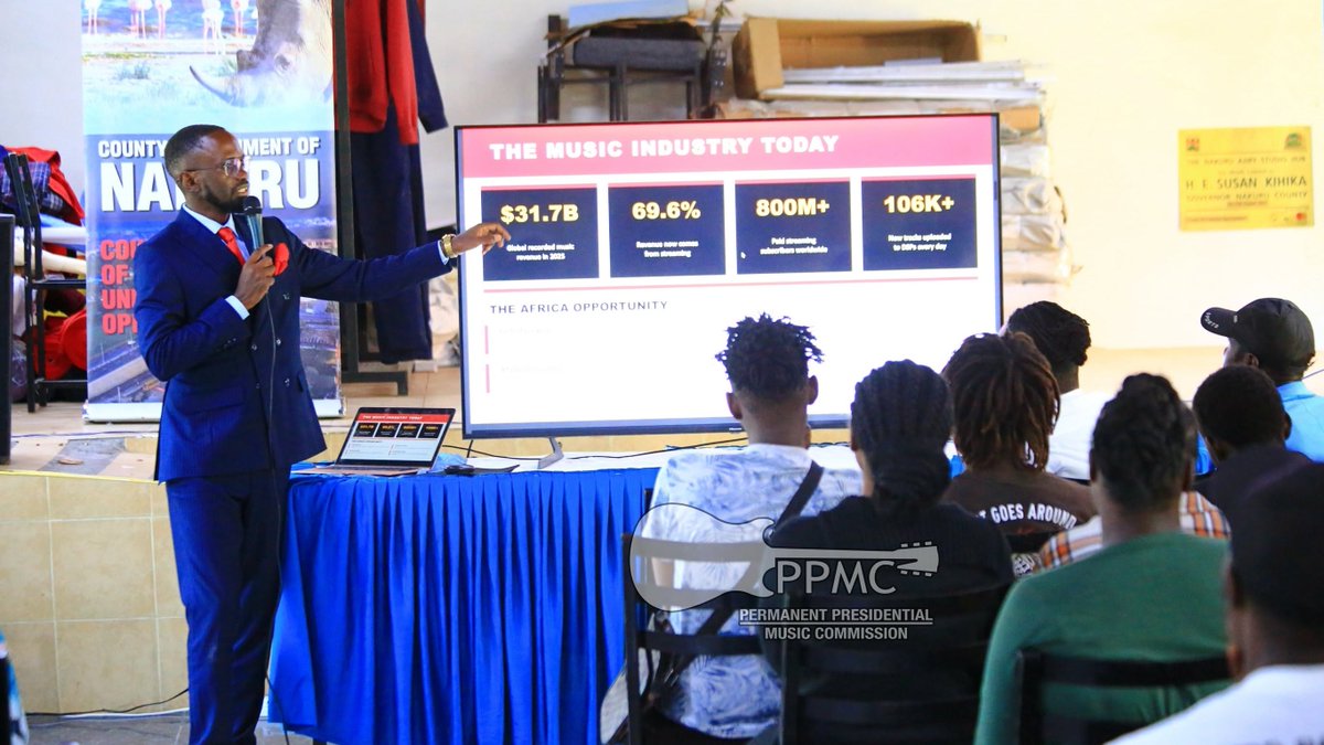 PPMC_KENYA's tweet photo. A successful Music Business Workshop with Nakuru County Government! 🎶 

Artists and industry stakeholders explored music distribution in the streaming era. Special thanks to Mike Mutenyo for the valuable insights. 

#PPMCKenya 
#AlwaysAtYourService https://t.co/EMGKHvrPEP