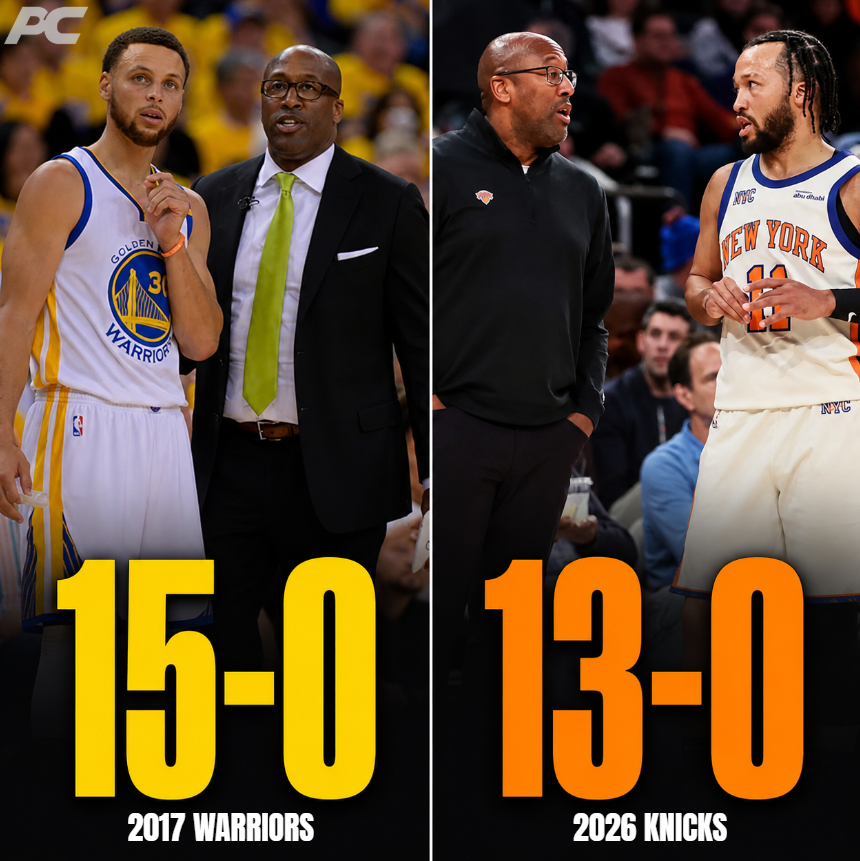 PlayersChoice_'s tweet photo. Mike Brown has coached the TOP 2 longest Playoffs win streaks in NBA history🤯

◽️2017 Warriors: 15-0 (Interim Head Coach)
◽️2026 Knicks: 13-0+ (Head Coach)

Where does he rank in terms of all-time coaches?🤔 https://t.co/utvQxCMxky