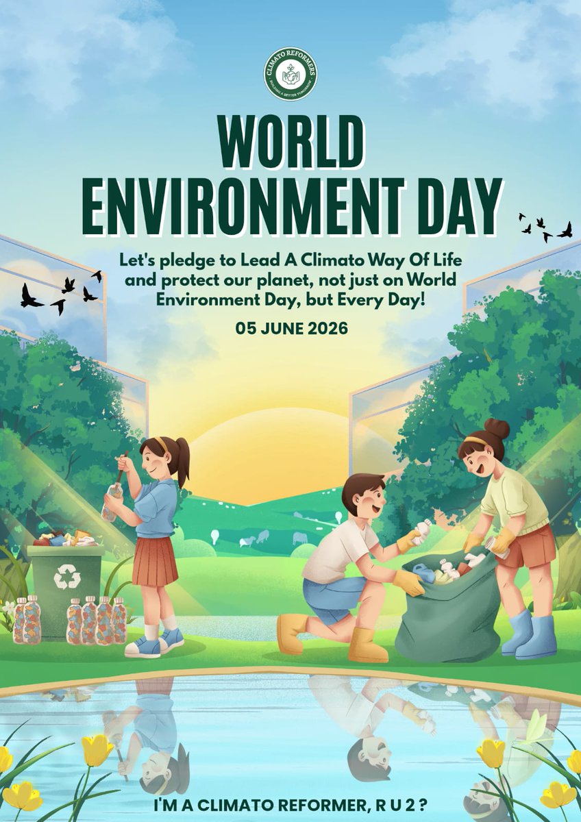 ClimatoReforme1's tweet photo. #climatoreformers 
𝐓𝐡𝐢𝐬 𝐄𝐧𝐯𝐢𝐫𝐨𝐧𝐦𝐞𝐧𝐭𝐬 𝐃𝐚𝐲, 𝐋𝐞𝐭'𝐬 𝐏𝐥𝐞𝐝𝐠𝐞 𝐓𝐨 𝐋𝐞𝐚𝐝 𝐀 𝐂𝐥𝐢𝐦𝐚𝐭𝐨 𝐖𝐚𝐲 𝐨𝐟 𝐋𝐢𝐟𝐞 !
#WorldEnvironmentDay   
𝘝𝘪𝘴𝘪𝘵-𝘩𝘵𝘵𝘱𝘴://𝘤𝘭𝘪𝘮𝘢𝘵𝘰𝘳𝘦𝘧𝘰𝘳𝘮𝘦𝘳𝘴.𝘰𝘳𝘨
~𝗜'𝗺 𝗮 𝗖𝗹𝗶𝗺𝗮𝘁𝗼 𝗥𝗲𝗳𝗼𝗿𝗺𝗲𝗿, 𝗥 𝘂 𝟮 ? https://t.co/4Ab40E935A