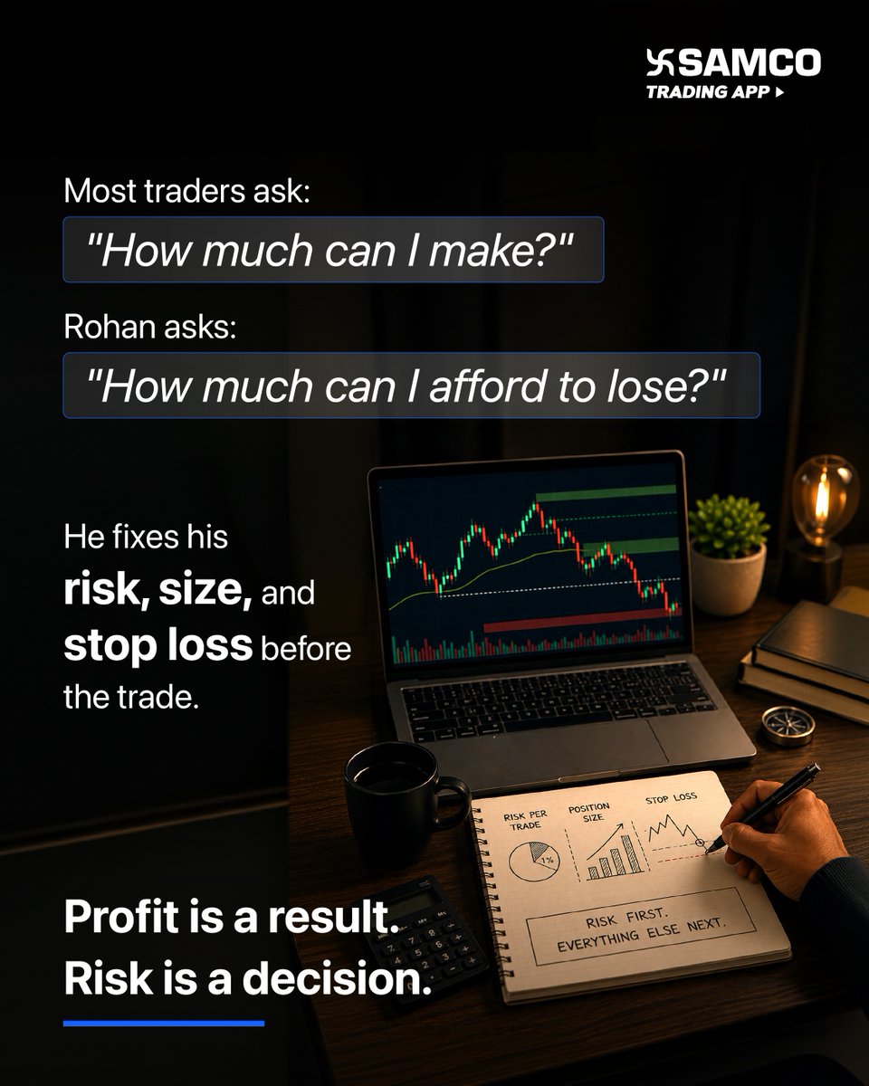 SAMCO_India's tweet photo. The market rewards preparation more than prediction.

A watchlist, defined risk, proper position sizing, and regular trade reviews can make a bigger difference than the next stock tip.

What's part of your pre-market routine?

#RiskManagement #TraderLife #Investing #Samco