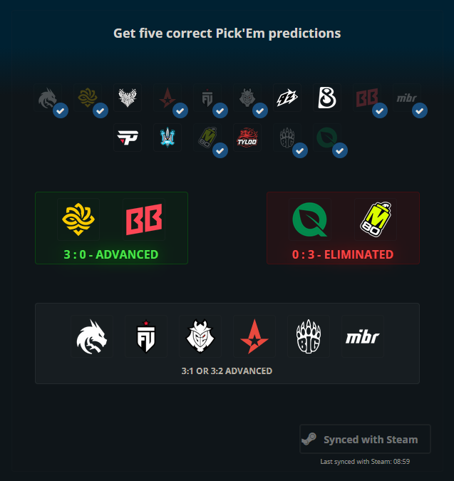 SadFrog_22's tweet photo. Stage 2 pickem ve simülatörler 

(X hesabın banı açıldı bu arada sa 4 gündür uğraşıyorum) https://t.co/oybz70WHFg
