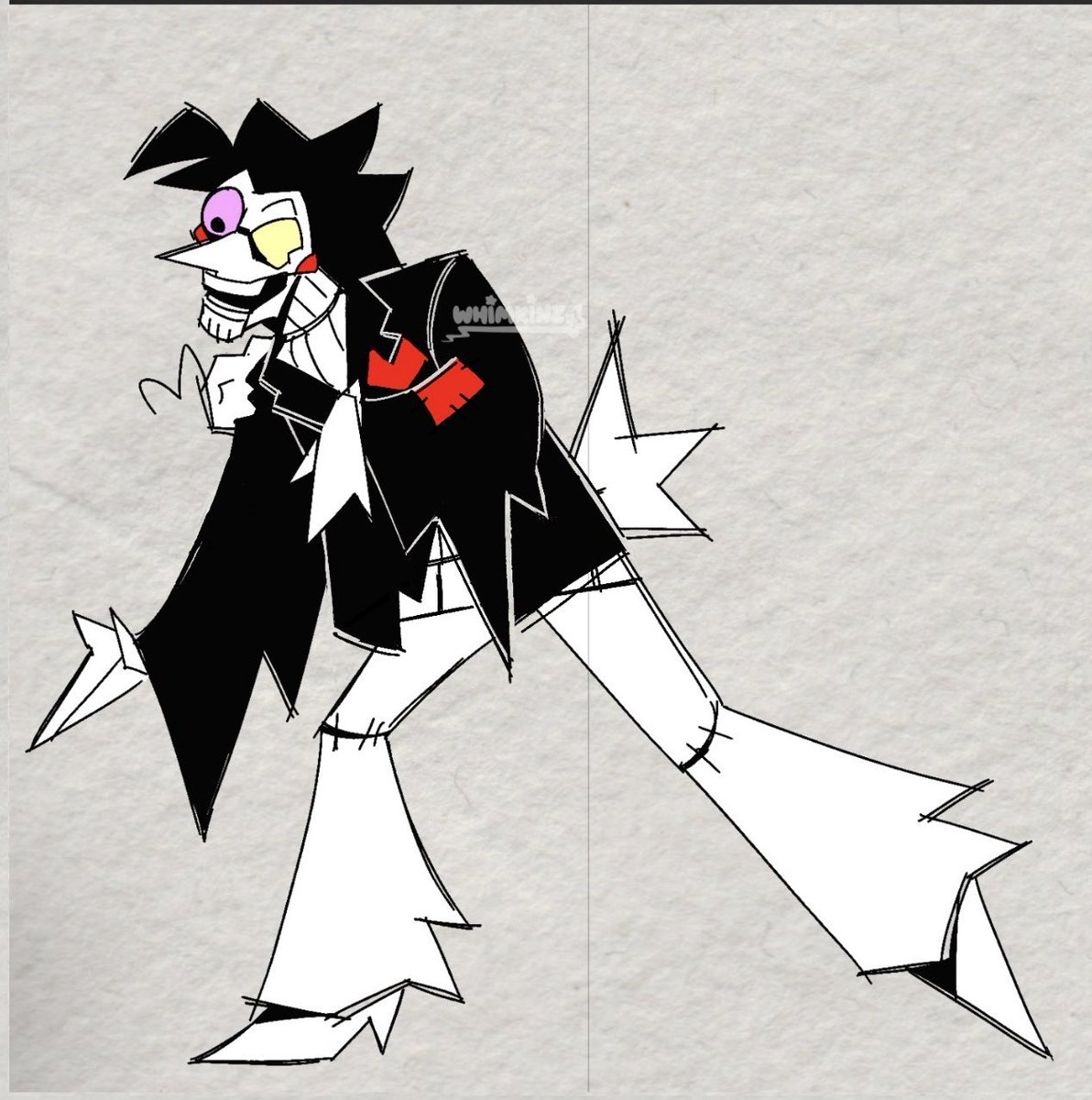 Whimkinz's tweet photo. Hello chat time for my first post on this acc I forgot I had (and haven’t posted on before)!!! Whatever, go my stupid Spamton scribbles. I’ll make an actual intro post or smth later idk how this site works.  #deltarune #art https://t.co/Das9HyYgCM