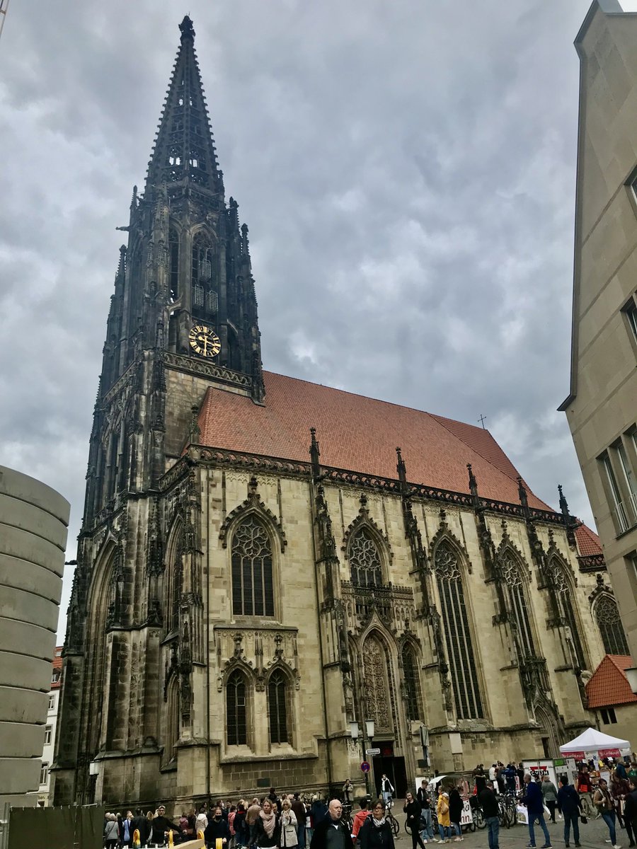 operationmilly's tweet photo. @archi_tradition St Lambert’s in Münster Germany 🇩🇪 

Beautiful site and great history with the three cages at top, from a Protestant takeover of the town. The Catholics taught them a lesson lol. https://t.co/ByLvM2hnZV