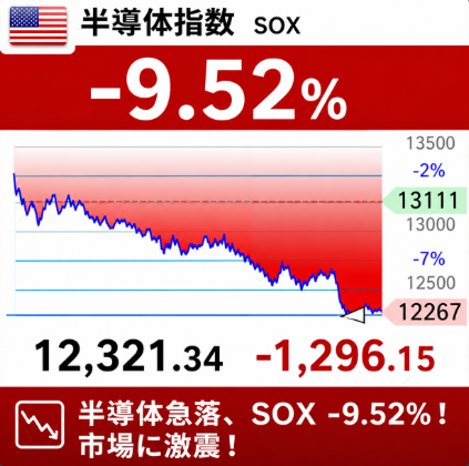 maodomgueye's tweet photo. SOX -9.52%📉

買い増し👍
様子見👀
撤退🏃
どれ？ https://t.co/ZFk8RRATsW