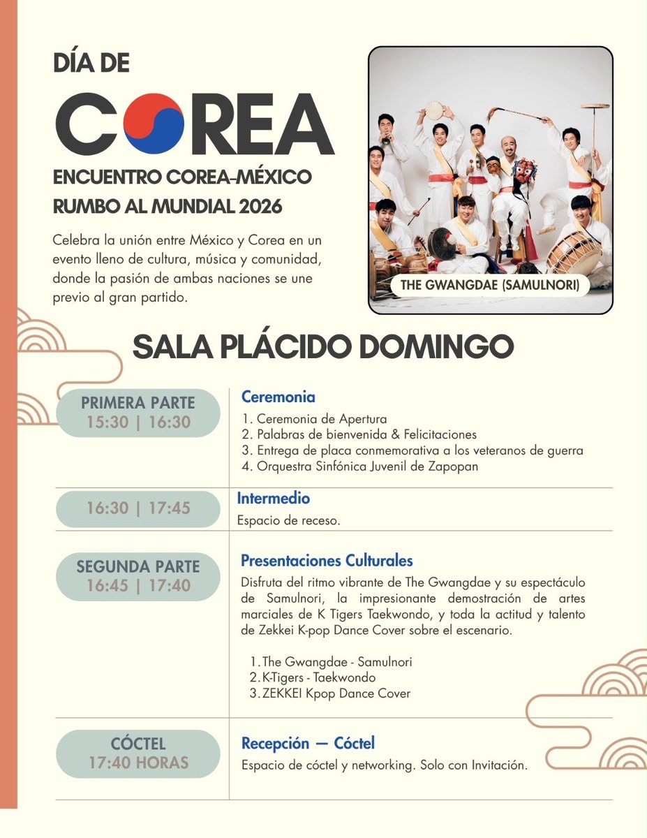 RocksuiteMx's tweet photo. 🇰🇷 Mañana celebraremos el Día de Corea en el @ConjSantander 

¡Arma tu itinerario!

📅 6 de junio
🕛 Desde las 12:00 h
🎟 Boletos agotados https://t.co/g4feBtQXP6
