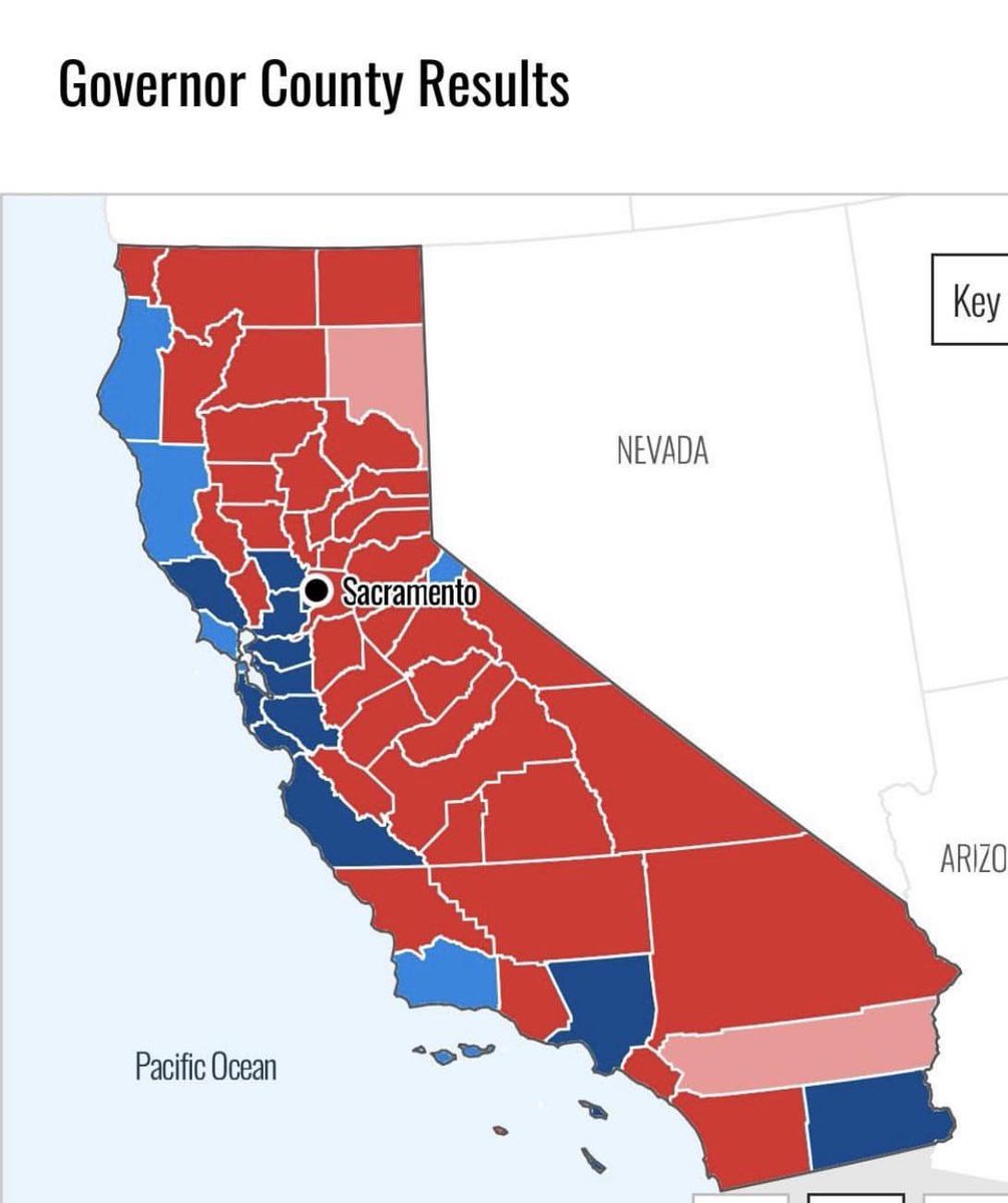 LakotaMan1's tweet photo. Californian here. You stupid MAGA dipshits. Blue represents POPULATION DENSITY. 

The red represents VIRTUAL NOTHINGNESS.

Hope this helps you dumb fucks out. https://t.co/tKU6ED2yzh