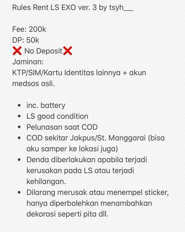 tsyh___'s tweet photo. Open Rent LS EXO ver. 3 untuk Day 1 dan Day 2.

💵 250.000/day
📌 Menteng Jakarta Pusat
bisa COD Venue yaa^^

sungg DM aja yaaa!

wtb wts wtt wtr exo exhorizon https://t.co/K3KPRvyIeM