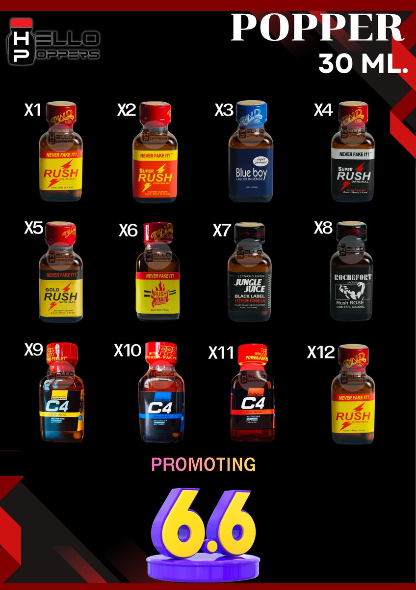 Hello_Poppers's tweet photo. 🎊 ด่วน‼️ 6️⃣.6️⃣ Promotion⚡️🔥

Popper วันนี้

✔️Popper Original 🔴ฝาแดง⚫️ฝาดำ🎉 โปร6.6

✔️Popper RUSH Premium

 ✔️Mars

✔️69 Sixtynine

💊ไวอากร้า 11 แบบ ⭕️ห่วงรัด 💦เจลหล่อลื่น 🍌ถุงยาง001

6:6:69 วันนี้วันเดียว

สั่งซื้อได้ที่⏩️ https://t.co/XbOzflPHes https://t.co/pO9Tea75cM