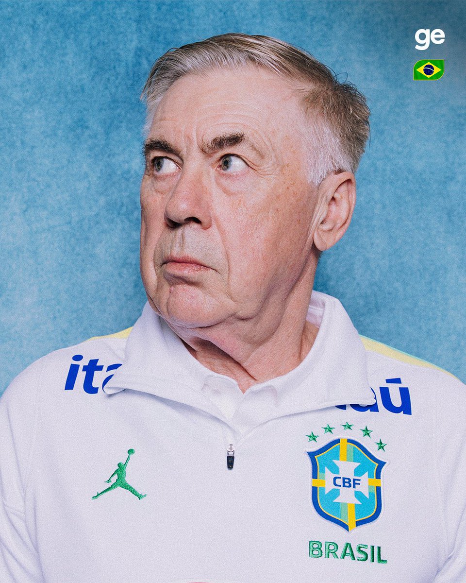 DataFutebol's tweet photo. Carlo Ancelotti nas fotos oficiais da Seleção Brasileira para a Copa do Mundo. https://t.co/3zBgd3dr2j