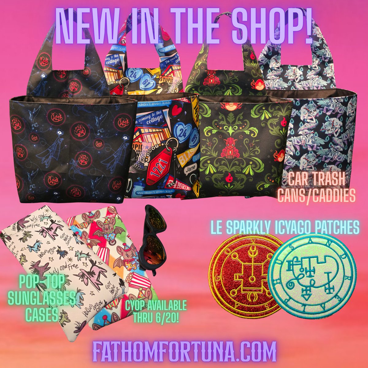 merviking666's tweet photo. Shop is updated! Added a bunch of car trash cans/caddies, pop-top sunglasses cases, and the sparkly #Icyago patches! And since I'll be done with the last round of customs early, they're currently open for the sunglass cases thru the 20th!

🔗🔗⬇️⬇️ https://t.co/TC1xKJzFQB