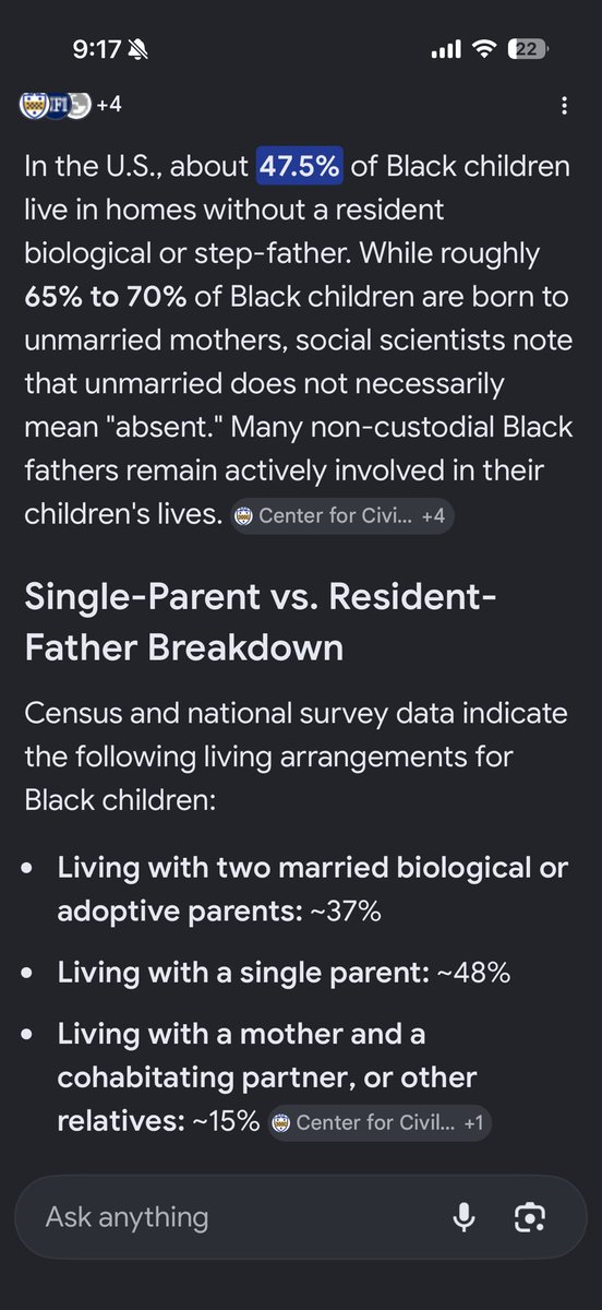 BillBucklevinx's tweet photo. @M_I_J_D_C @Contraliberal_1 @iamMauriceW Almost 50% of black kids don’t see their fathers.  So this guys stat is fucking stupid.  He’s saying that black men leave A LOT but the few who stay are mostly good and I don’t think that’s a flex. https://t.co/cxsC7hfE23