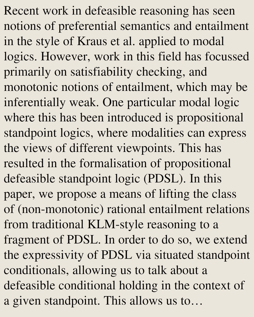 SciFi's tweet photo. Towards Non-Monotonic Entailment in Propositional Defeasible Standpoint Logic

Nicholas Leisegang, Thomas Meyer, Ivan Varzniczak
https://t.co/s9snY3nbNI [𝚌𝚜.𝙰𝙸 𝚌𝚜.𝙻𝙾] https://t.co/yJW2g6KlpE