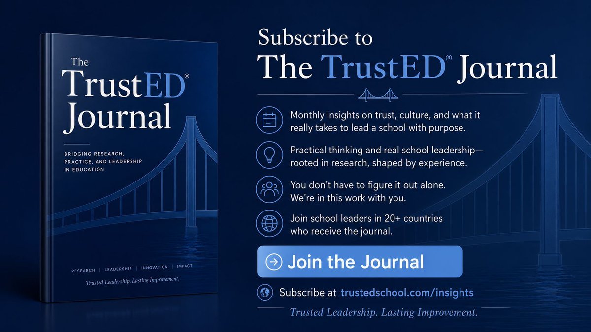 TobyATravis's tweet photo. Subscribe to the TrustED® Journal. 

Monthly Insights on Trust, Culture, and What It Really Takes to Lead a School With Purpose 

Writing from the front lines of school leadership, sharing what I am learning, reading, and thinking, along with insight...

https://t.co/thYx2Yo0E1 https://t.co/Hq2ZJtbc0u