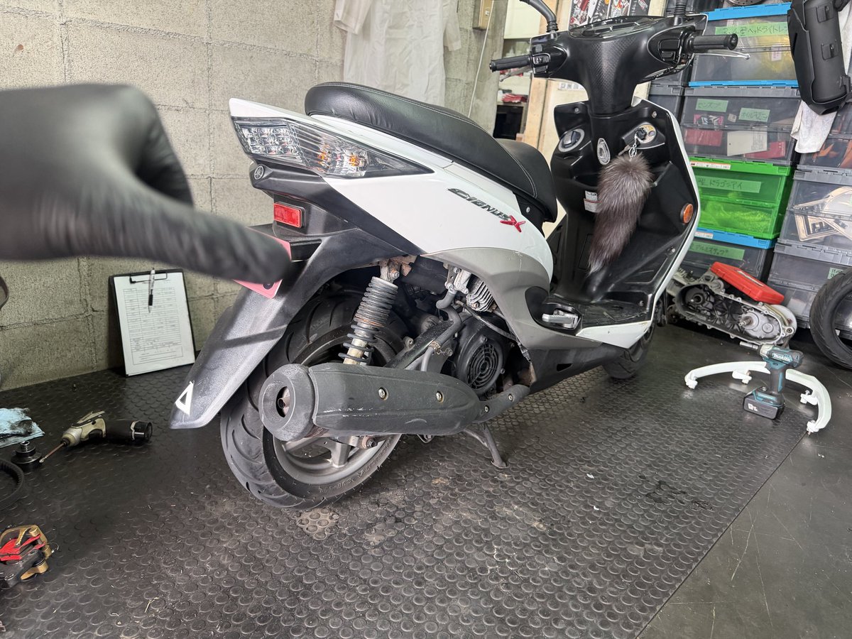 GUYSFactory's tweet photo. こんにちは
GUYSFACTORYです❗️

シグナスX 3型の��客様
ガレージバル80π
GUYSフェンダーレスキット

取り付けでご来店です🙆‍♂️

カスタムパーツまだまだ在庫ございます
ご来店お待ちしております🎶

#シグナス専門店 #シグナスX #シグナス売ります #バイク売ります #バイク大阪 #GUYSFACTORY #堺市 https://t.co/SFJgqOHp8U