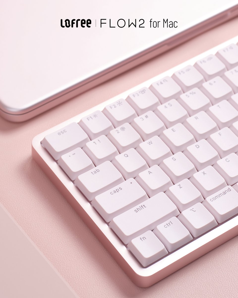 lofreeco's tweet photo. A softer side of productivity.

Warm pink tones,
clean lines,
and a desk that feels a little more personal.

#Lofree #Flow2mac https://t.co/aCLBRZPq2u