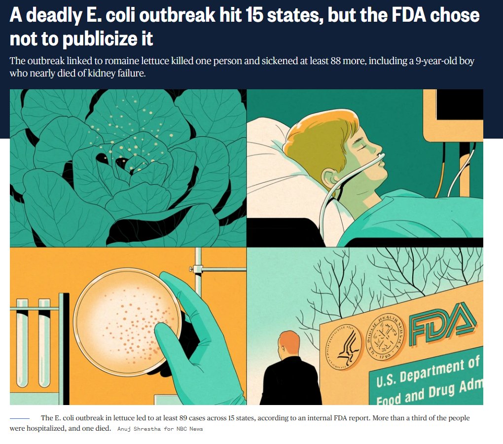 New_York_steak's tweet photo. @DrNeilStone 89 people got sick from raw lettuce 2 nearly died  1 dead

E. coli 0157:H7 — an especially dangerous strain that can result in severe illness, organ damage and, in rare cases, death
https://t.co/FlOAlHUd0b https://t.co/VlmhApusEK