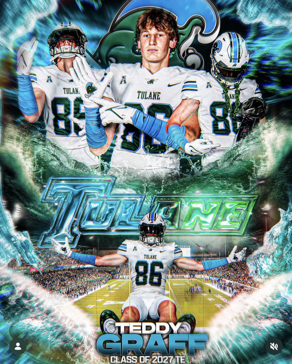 CSmithMedia's tweet photo. BREAKING: Ensworth TE Teddy Graff has committed to @GreenWaveFB.

The 6’5, 220lb tight end is one of the top 2027 players in Tennessee and has nice upside at the next level.

(Photo via his Instagram) https://t.co/BmAkyRCLnm