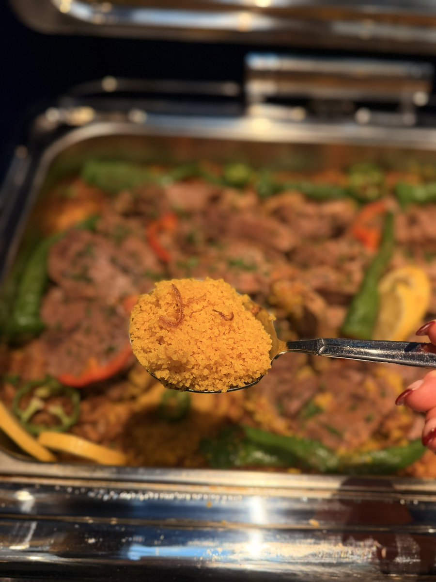 Grand_Pyramid's tweet photo. 🥄【6月限定】ビーフクスクス登場！

土日・祝日限定ランチビュッフェに、
北アフリカの伝統料理「ビーフクスクス」が登場✨

クスクスは、北アフリカで古くから親しまれている伝統的な食材。

小さな粒状のセモリナを蒸して作られ、
ふんわりとした食感と、お肉やソースの旨みをしっかり吸い込むのが特徴です。

じっくり煮込んだ柔らかなビーフと合わせた、
6月だけの特別メニューをぜひお楽しみください🇪🇬

さらに、

🥣 レンズ豆のスープ

🍲 スペシャルタジン
🌾 フリーカ
🐑 ラム肉入りエジプトライス

もご用意しております✨

🍽️ 土日・祝日限定ランチビュッフェ
💰 ¥3,000
⏰ 90分制

週末は、グランドピラミッドで
エジプトの伝統の味をお楽しみください🇪🇬✨

📅 6月1日〜6月30日（土日・祝日限定）

📞 ご予約・お問い合わせ
03-6261-9399

#ランチビュッフェ #エジプト料理 #クスクス #ビーフクスクス #飯田橋グルメ #東京グ