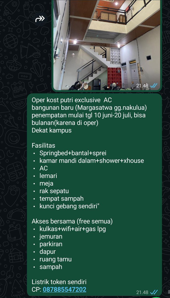 bjirmales's tweet photo. @unicefess Oper kos, 10 juni-20 juli, murah aja, more info hubungi 087885547202 https://t.co/fASKSauqe2