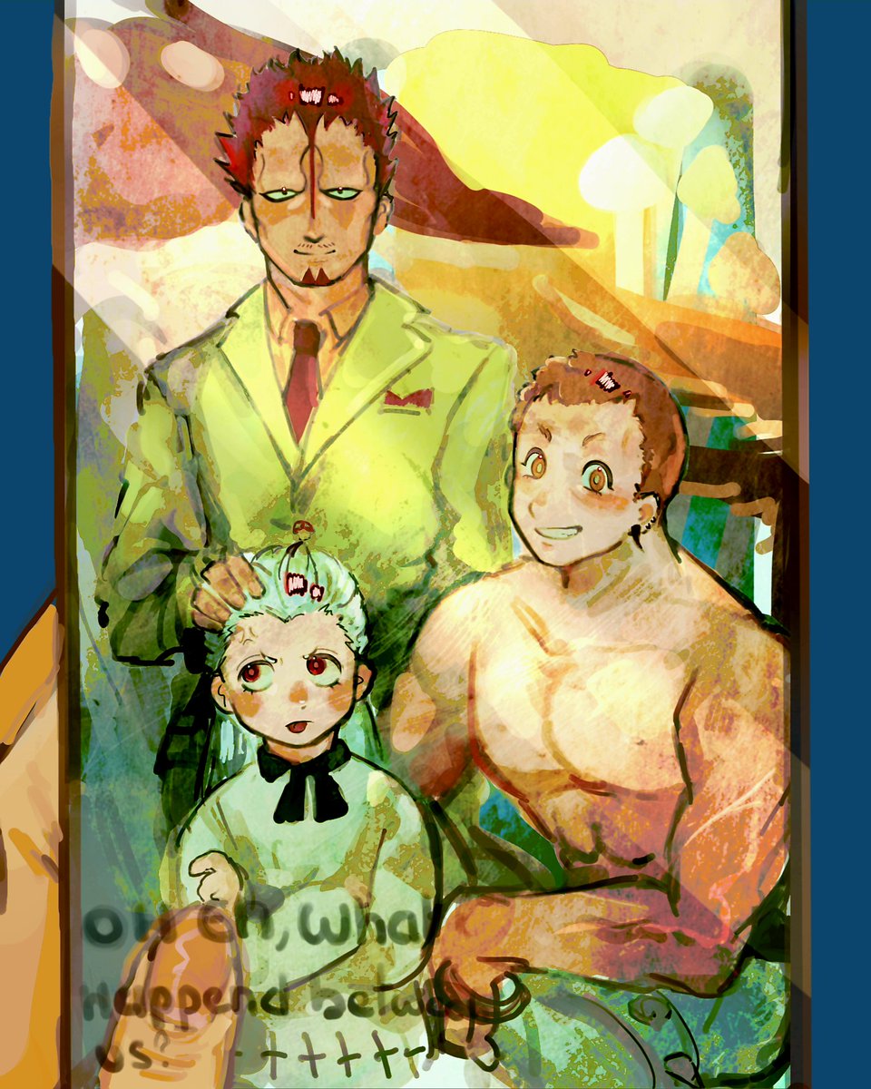 DiscuitBisco's tweet photo. Really quick doodle before getting back to work sigh

I tried making them younger but En looks so fucking stupid 😭 https://t.co/fM5IsZ9JR6