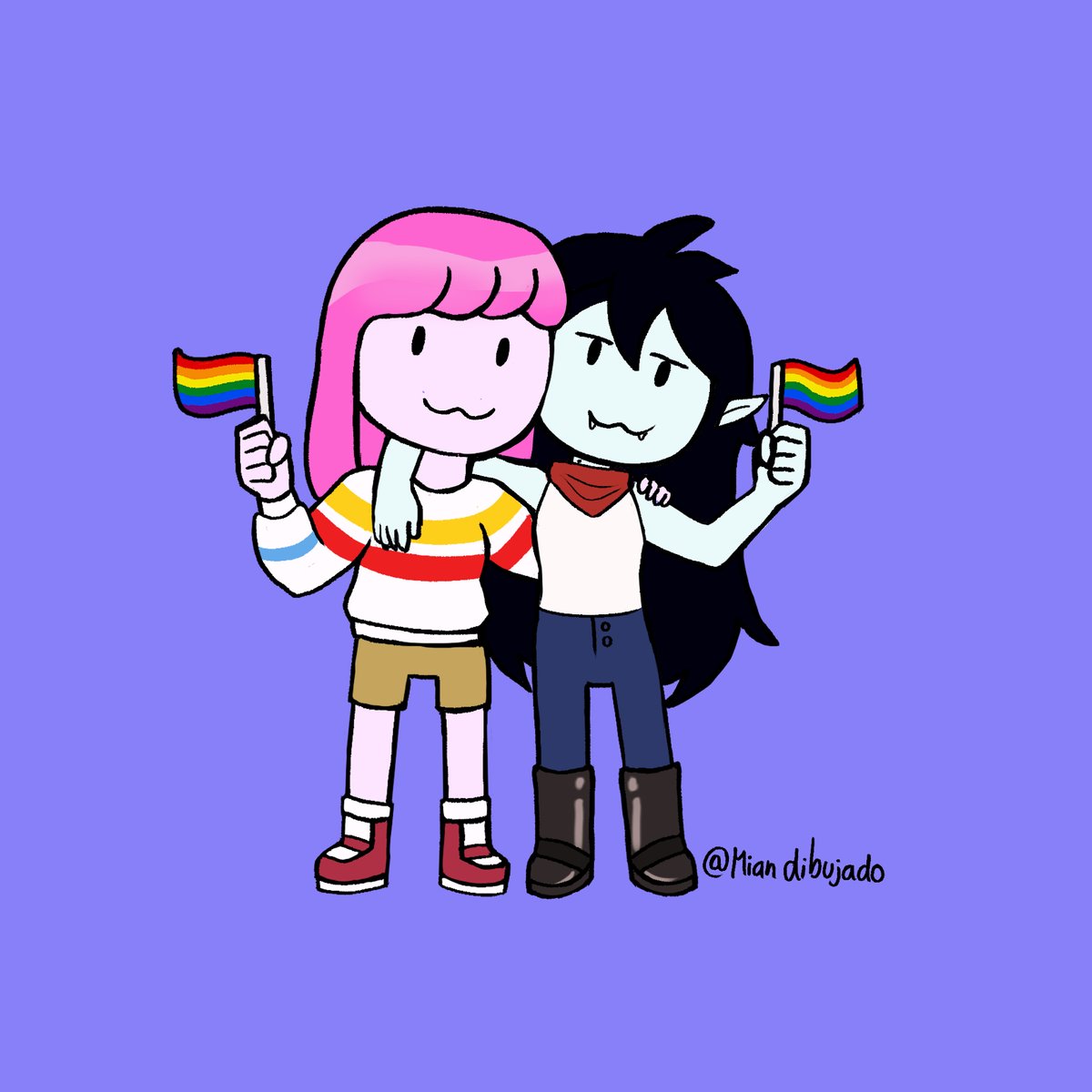 Miandibujado's tweet photo. Happy Pride Month! 🏳️‍🌈✨
Un pequeño dibujo de estos ships para celebrarlo :3

#fionnaandcake #gumlee #bubbleline #hda #pridemonthart https://t.co/3AHJqDBGsE