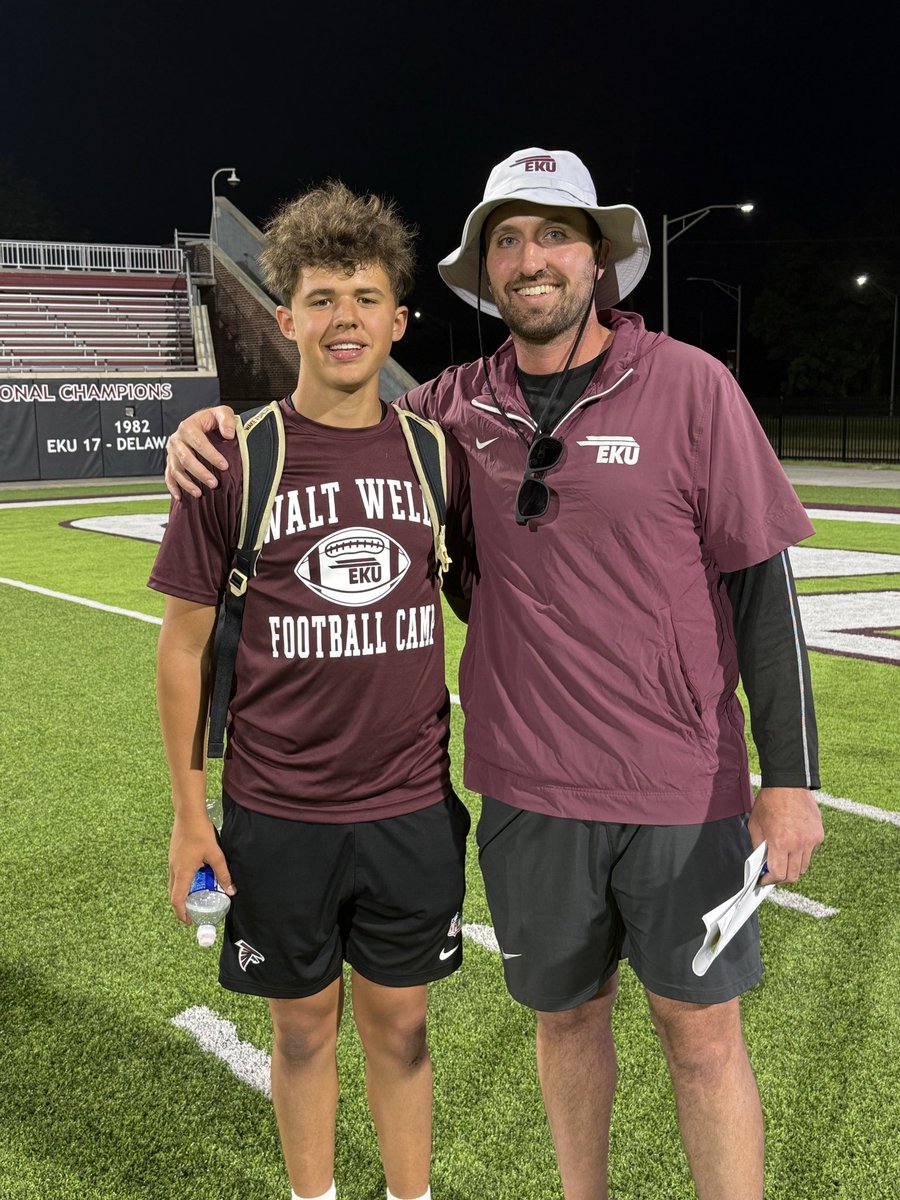 bry_auk's tweet photo. After a great camp today @EKUFootball, I am blessed to receive my 1st Division 1 offer from Eastern Kentucky University!!!
#AGTG
 @EKUWWells @Maxwe11EKU @QBC_Nashville @BielBryce @GACFootball @coachTWoff @LAmustangFB @D1FBAcademy https://t.co/5mUfPqsTma
