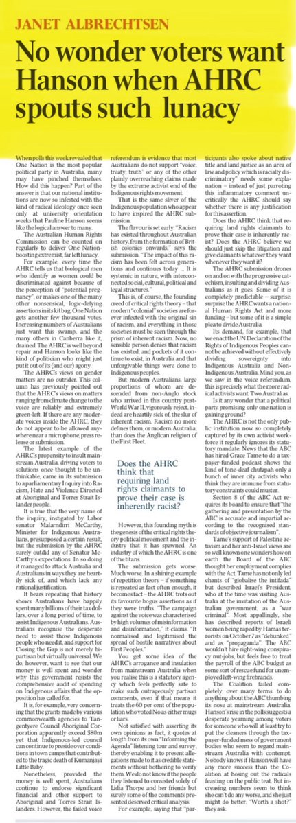 DoNoHarm79's tweet photo. In The Australian 🇦🇺 today. “Our national institutions are now so infested with the kind of radical ideology once seen only at university orientation weeks…The Australian Human Rights Commission is well beyond repair…The AHRC’s views on gender matters are no outrider”. https://t.co/Mq8LRM9JbP