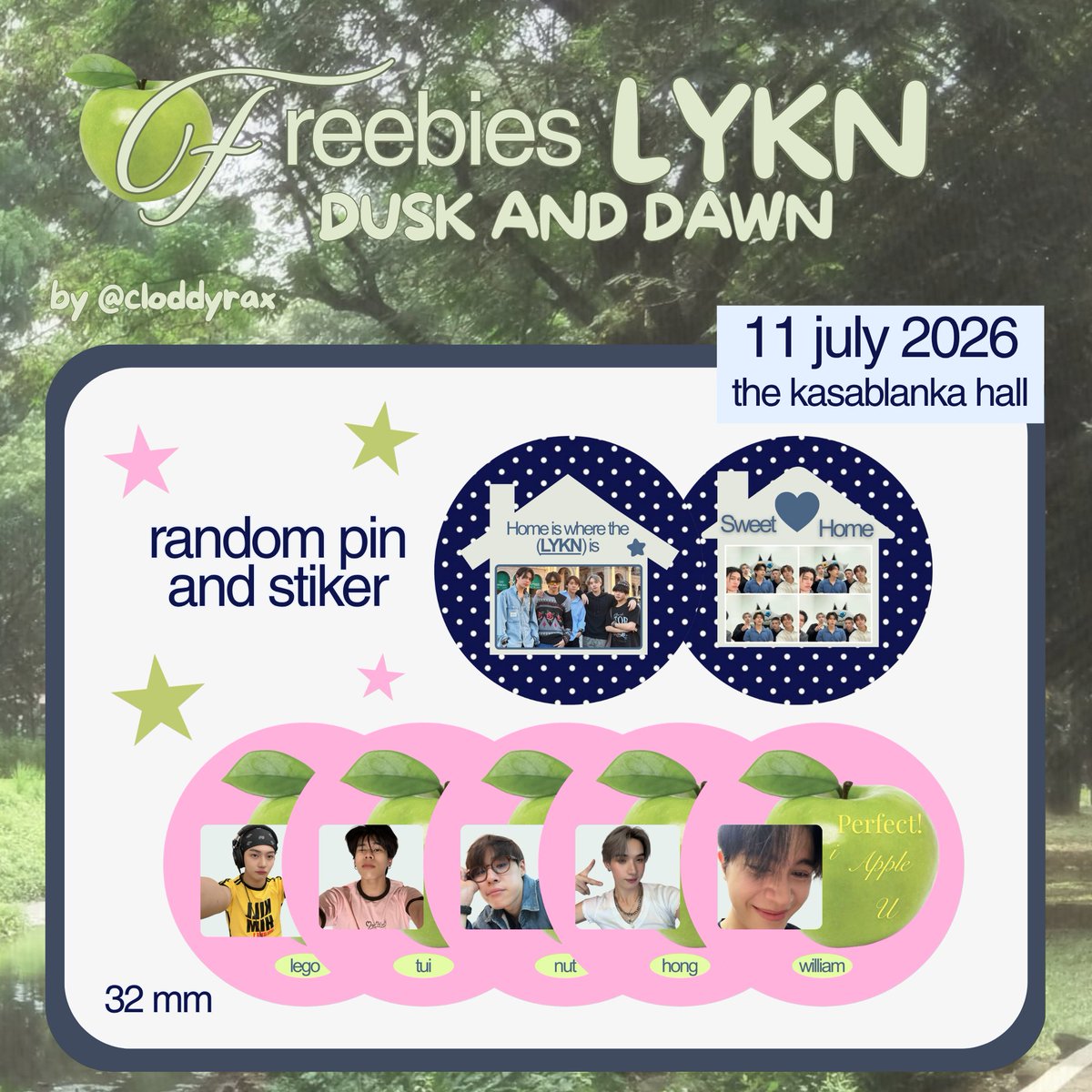 cloddyrax's tweet photo. like &amp; RT would be appreciated

★...🍏 FREEBIES ! ...🍏
LYKN DUSK &amp; DAWN IN JAKARTA 
#LYKNDuskAndDawnxJakarta 

📍 The Kasablanka Hall 
🗓️ July 11, 2026
✅ open for trade (dm)

you can come to me and say hi👋🏻
see yooOOUuuu 🫶🏻 https://t.co/cIH5Xtm4xm
