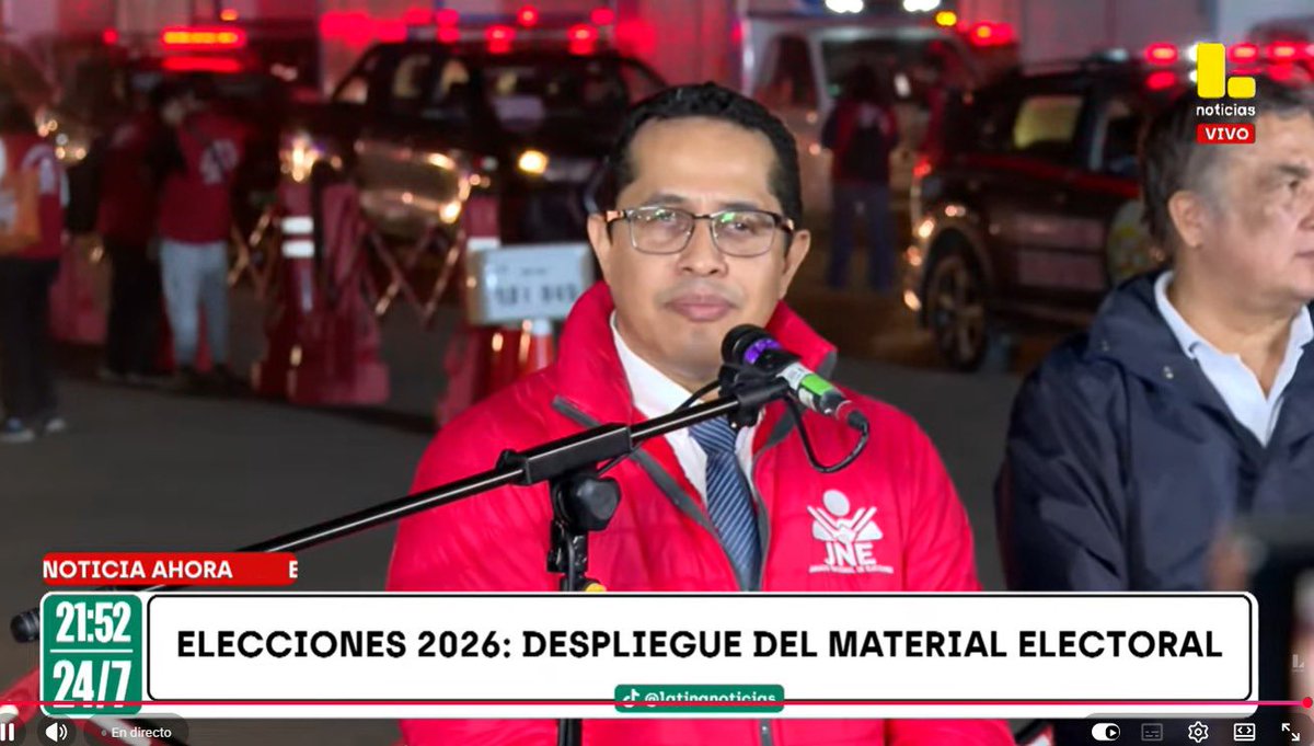 Aderly's tweet photo. 🚨 #LOÚLTIMO | Inicia el despliegue del material electoral para este 7 de junio.

Las autoridades electorales informaron que mañana, al mediodía, brindarán un balance preliminar sobre el despliegue del material electoral a nivel nacional.

Durante el reporte se detallará cuántos colegios de Lima y regiones ya cuentan con el material necesario para la jornada de la segunda vuelta electoral.