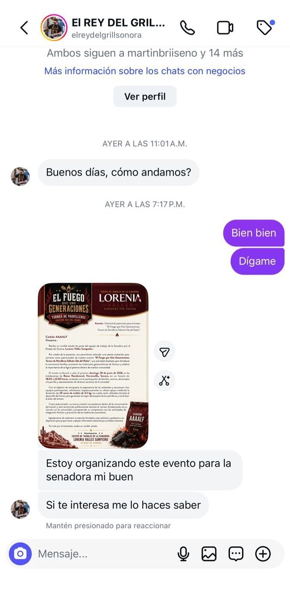 elQueteco's tweet photo. Sumamente preocupante y delicado que esta persona Bruno Galindo "Rey del Grill" ande enviando cartas con IA a nombre de @LoreniaValles_ para realizar un evento privado con fines claramente de promoción política ojo aquí @IEESonora @INEMexico 
@elalbertomedina @DoctorShivago https://t.co/DSVsAt3Ha2