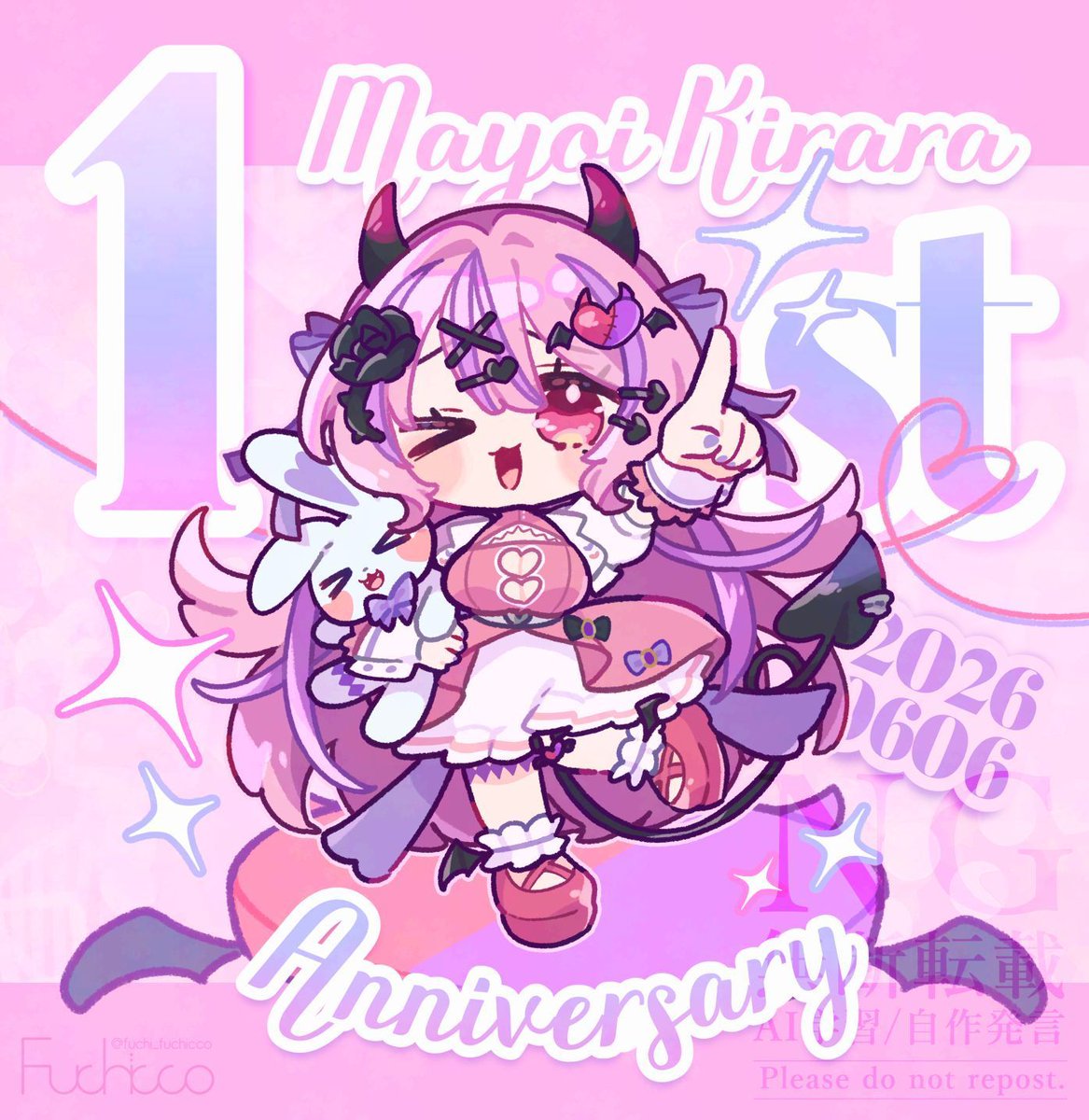 fuchi_fuchicco's tweet photo. 「いち！！！！」

🎉 魔宵きららちゃん、活動1周年おめでとうございます！！！🎉 

#まよい描　#ふちの絵
#魔宵きらら https://t.co/Pc1FfxCSSn