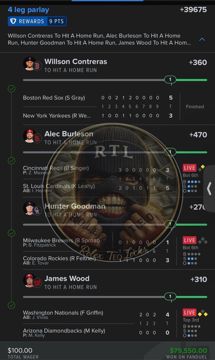 rolexteo1's tweet photo. BANG ME TWICE IN A ROW, I RUN THIS SHIIII🤑🔥💸

$100 - $79,550 💣✅! 
Let me see those green tickets if you tailed ✍️

GET ALL PLAYS ➡️ https://t.co/cTZVzfVIta https://t.co/LIui6PoPOK