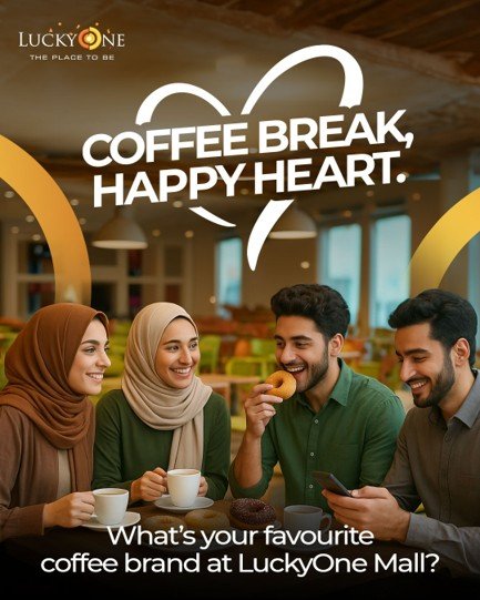 Luckyonepk's tweet photo. Take a break, recharge, and sip your way to happiness!  Tell us, which coffee brand do you love grabbing at LuckyOne Mall? Share your favorites in the comments and let the coffee talk begin! 

#LuckyOneMall #CoffeeLovers #KarachiCafeCulture #ThePlaceToBe #CoffeeTime https://t.co/JmnHexSG0Q