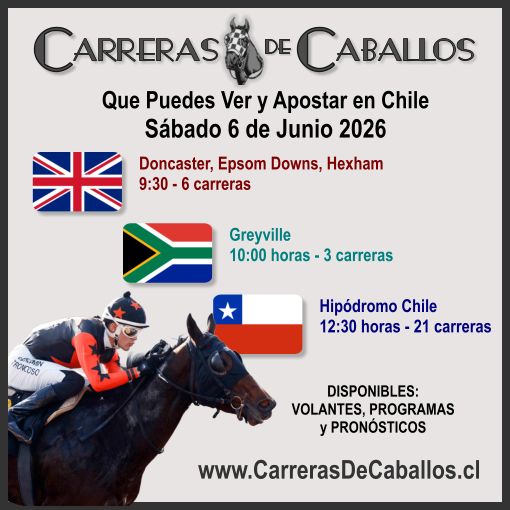 carreras_cl's tweet photo. Sábado 6-Junio: Volantes, Programas y Pronósticos para las Carreras de Reino Unido, Sudafrica y Chile (Hipódromo Chile) https://t.co/9MY69cMtz3 #CarrerasDeCaballos #VolanteCarreras #ProgramaCarreras #PronósticosHípicos #OpcionesHipicas #Hípica #Turf #Hipismo #Simulcasting https://t.co/NVGXpelhqw