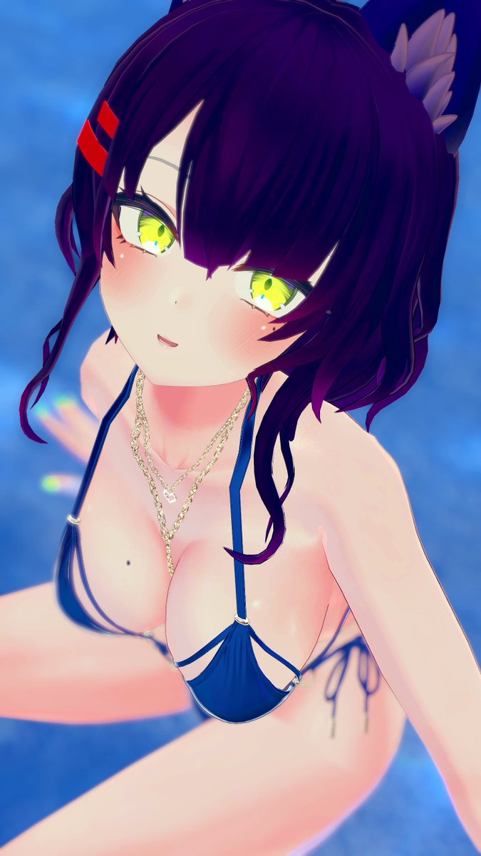 N299892003's tweet photo. 水着上から構図！
こう見ると胸とネックレス？のチェーンの流れがよく見え…
#のぞみんふぉと #VRChat https://t.co/J5hBEWacY9